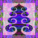 Christmas Card Pack 'Tree in purple' X 6