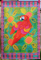 'Red parrot' tea towel