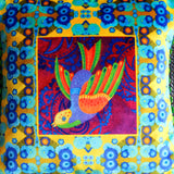 'Swooping folk bird' velvet cushion (small)